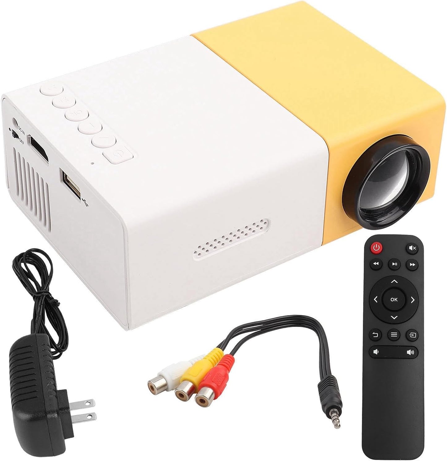 Portable Video Projector, 1080P Full HD Mini 4K Home Theater Projector Support 30,000 Hrs LED Lamp Life, 1500 Lux, Compatible with HDMI/VGA/USB/TV Box/Laptop/Dvd for Indoor Outdoor(Us Plug)