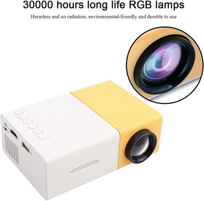 Portable Video Projector, 1080P Full HD Mini 4K Home Theater Projector Support 30,000 Hrs LED Lamp Life, 1500 Lux, Compatible with HDMI/VGA/USB/TV Box/Laptop/Dvd for Indoor Outdoor(Us Plug)