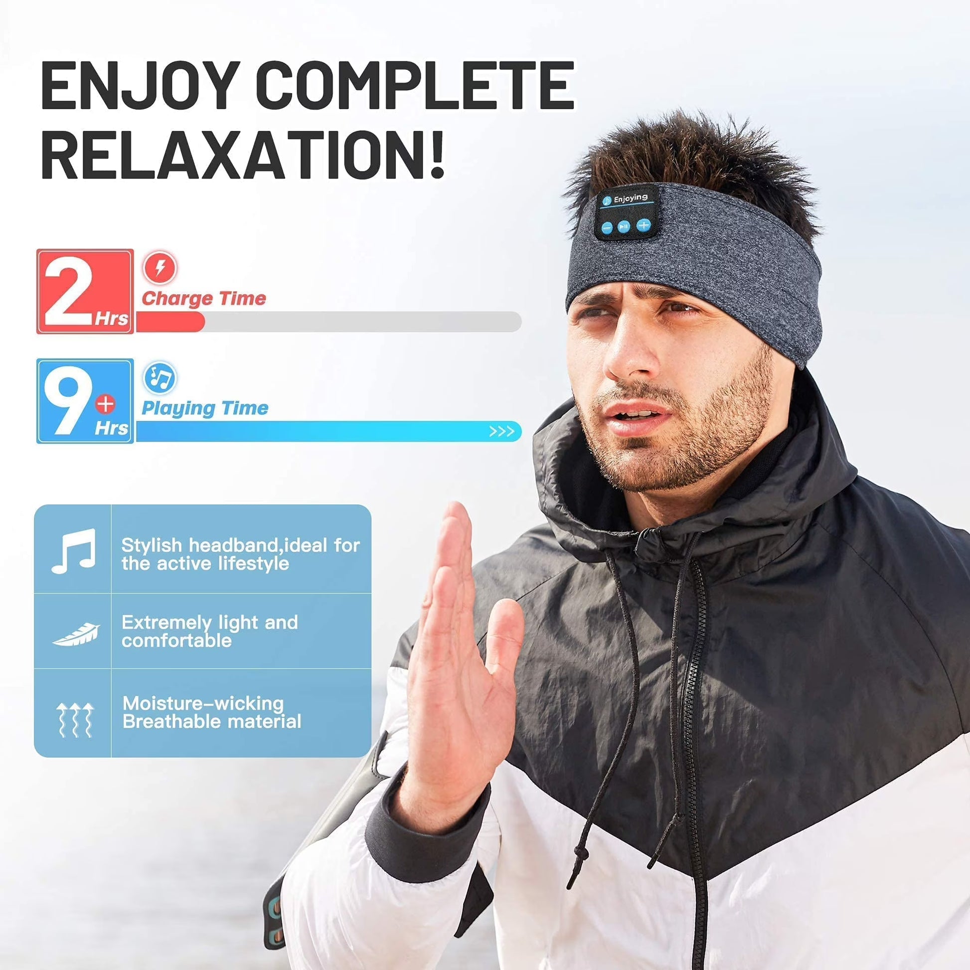 Sleep Headphones Wireless, Bluetooth Sports Headband Headphones with Ultra-Thin HD Stereo Speakers Perfect for Sleeping,Workout,Jogging,Yoga,Insomnia, Air Travel, Meditation