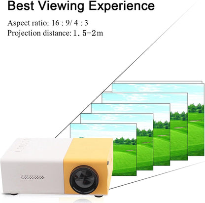 Portable Video Projector, 1080P Full HD Mini 4K Home Theater Projector Support 30,000 Hrs LED Lamp Life, 1500 Lux, Compatible with HDMI/VGA/USB/TV Box/Laptop/Dvd for Indoor Outdoor(Us Plug)