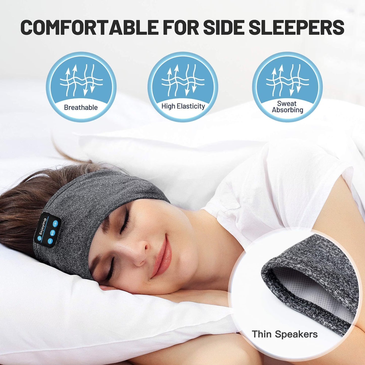 Sleep Headphones Wireless, Bluetooth Sports Headband Headphones with Ultra-Thin HD Stereo Speakers Perfect for Sleeping,Workout,Jogging,Yoga,Insomnia, Air Travel, Meditation