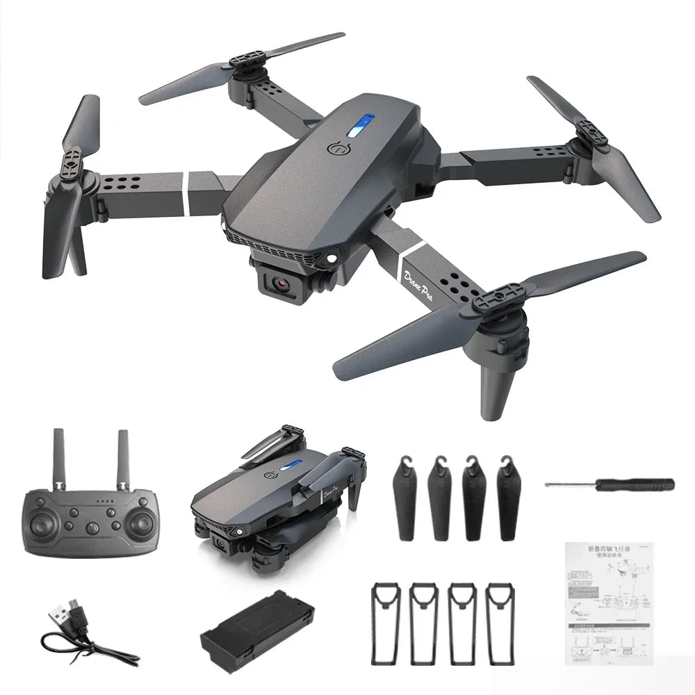 Professional Mini Remote Control Drone E88 4K HD Aerial Camera Wifi FPV Foldable Quadcopter RC Helicopter Children'S Toy Gift