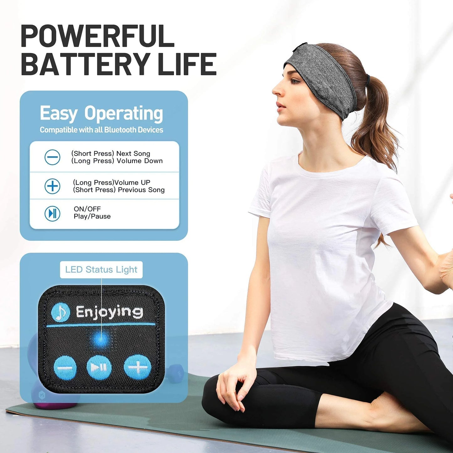 Sleep Headphones Wireless, Bluetooth Sports Headband Headphones with Ultra-Thin HD Stereo Speakers Perfect for Sleeping,Workout,Jogging,Yoga,Insomnia, Air Travel, Meditation